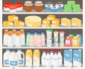 Dairy products in supermarket