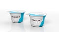 Two yogurts isolated on white background. 3d illustration