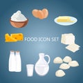 Dairy products vector flat cartoon illustration Royalty Free Stock Photo