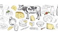 Dairy products. Vector sketches hand drawn illustration Royalty Free Stock Photo