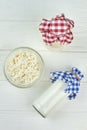 Dairy products on white background. Royalty Free Stock Photo