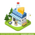 Dairy shop building realty real estate concept. Fl