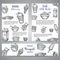 Dairy sweet Brochure collection hand drawn vector illustration with dairy elements, dairy Vintage retro style