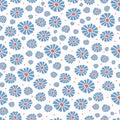 Daisies Field Flower All Over Print Vector. Colorful Blooms Seamless Repeating Pattern Royalty Free Stock Photo