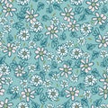 Daisies meadow seamless vector pattern Royalty Free Stock Photo