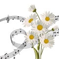 Daisies with music notes.