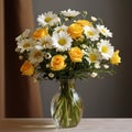 Daisy Arrangement: Yellow And White Flowers In A Beautiful Vase