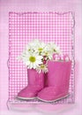 Daisy bouquet on boot