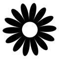 Daisy chamomile. Black shape. Cute flower plant collection. Love card. Camomile icon. Growing concept. Flat design. White backgrou