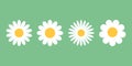 Daisy chamomile icons set in flat style. Flower vector illustration on isolated background. Floral sign business concept Royalty Free Stock Photo