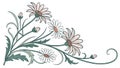 Daisy corner design vector, white floral border and gentle design vector design Generative AI Royalty Free Stock Photo