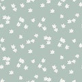 Daisy cute seamless vintage floral pattern. Simple white camomile flowers blue background