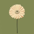 Minimalist Gerbera Flower Illustration On Brown And Green Background