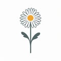 Minimalist Daisy Flower Icon On White Background