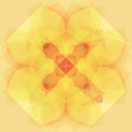 Daisy flower mandala in light yellow, bright image, abstract background in beige