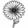 Daisy Flower Outline Icon on White. Daisy flower outline flat icon, isolated on white background. Royalty Free Stock Photo