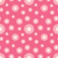 Daisy flower seamless on editable background illustration. Pretty pink floral pattern for print. Flat design vector Royalty Free Stock Photo