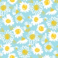 Daisy flower seamless pattern illustration