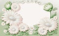 Daisy flowers, decorative background with copy space illustrated vintage style. Generative AI