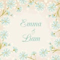 Daisy flowers round border wedding card template