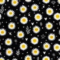 Daisy flowers seamless pattern. Cute floral seamless pattern. Beautiful chamomile print great for fabric, textile, wrapping paper Royalty Free Stock Photo