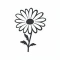 Minimalist Daisy Silhouette Vector Graphic On White Background