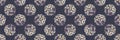 Daisy moody polka dot seamless border pattern. Modern ditsy tiny flower circle ribbon trim . Floral spotty dark fashion packaging