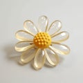 Vintage 1970s Plastic Daisy Brooch In Translucent Style