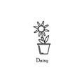 daisy in pot outline icon. Element of flower icon for mobile concept and web apps. Thin line daisy in pot outline icon can be used Royalty Free Stock Photo