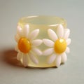Luxury Daisy Ring In Yellow And White: Translucent Water Style