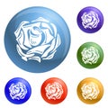 Daisy rose icons set vector Royalty Free Stock Photo