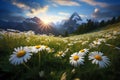 daisy sunrise, AI generated Royalty Free Stock Photo