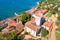 Dajla abandoned convent aerial panoramic coastline view