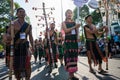 Dak Lak, Vietnam - Mar 10, 2017: Vietnamese ethnic minority people wear traditional costumes performing a traditional dance at an Royalty Free Stock Photo