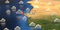 Dakar city and cloudy weather icon on the map, weather forecast related 3D rendering