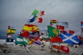 Dakar Monument and the flags of the participating countries in Uyuni