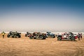 Dakar rally raid trucks and buggy at the start of the Morocco Desert Challenge 2023 on the beach of Plage Blanche