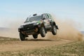 Dakar rally winner Bruno Saby jumping Royalty Free Stock Photo