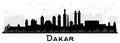 Dakar Senegal City Skyline Silhouette with Black Buildings Isolated on White