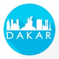 Dakar, Senegal Flat Icon. Skyline Silhouette Design. City Vector Art Famous Buildings.