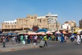 DAKAR, SENEGAL - NOVEMBER 11, 2019: People working and traffic at Senegal capital Dakar, West Africa Royalty Free Stock Photo