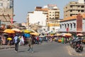 DAKAR, SENEGAL - NOVEMBER 11, 2019: People working and traffic at Senegal capital Dakar, West Africa Royalty Free Stock Photo