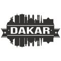 Dakar Senegal Round Icon Vector Art Flat Shadow Design Skyline City Silhouette Template Logo