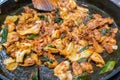 Dakgalbi, Korean style stir-fried chicken with vegetables and spicy sauce