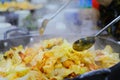 Dakgalbi : One of Korean favorite : Korean spicy stir fried vegetable, chicken and Korean spicy sauce (Gochujang) in big hot pan.