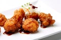 Dakgangjeong: Crispy fried chicken bites with sweet and spicy sauce, AI generative Royalty Free Stock Photo