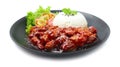 Dakgangjeong Fried Chicken with Spicy and Sweet Sauce Royalty Free Stock Photo