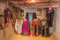 DAKHLA, EGYPT - FEBRUARY 8, 2019: Traditional clothes exhibit in Al Qasr village in Dakhla oasis, Egy