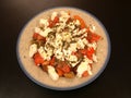 `Dakos` gourmet Greek salad with tomatoes, feta cheese and burley rusks