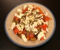 `Dakos` gourmet Greek salad with tomatoes, feta cheese and burley rusks